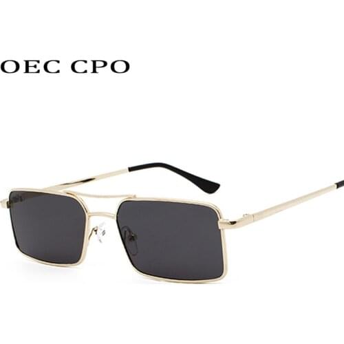 OEC CPO Small Square Sunglasses Men Retro Grey Eyewear Vintage Glasses Metal Fashion Shades UV400 Vintage Glasses O217