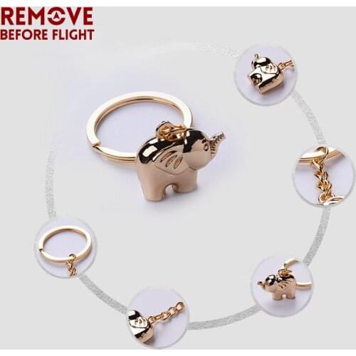 Wholesale Fashion Jewelry Creative Key Chain of Gold-color Elephant Shaped Christmas Gifts Key Chains Animal Chaveiro 10 PCS/LOT
