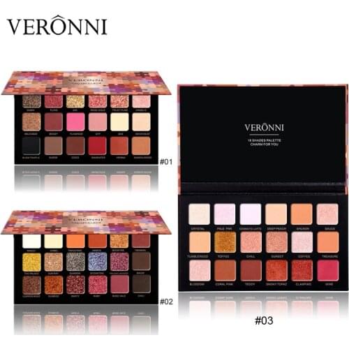 VERONNI Eyeshadow Makeup Palette Glitter Palette 18 Color Eyeshadow Pallete Waterproof Matte Eyeshadow Shimmer Cosmetics тени
