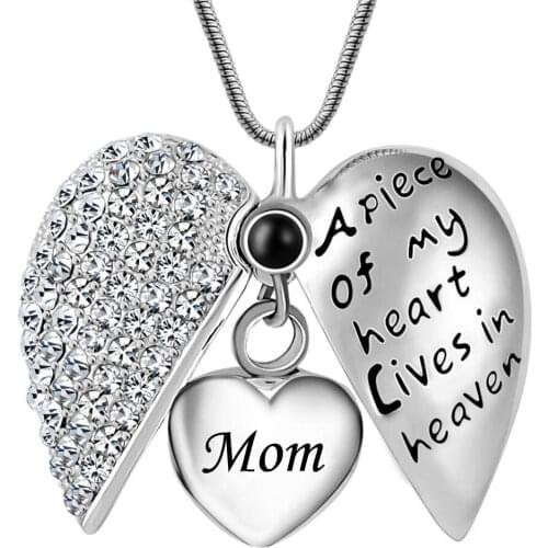 A Piece Of My Heart Lives In Heaven Remembrance Cremation Memorial Ashes Urn Pendant Necklace Keepsake Jewelry