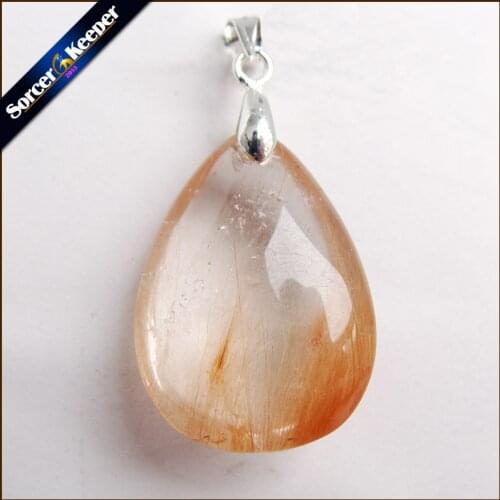 Rare Natural Quartz Rutilated Garden Quartz Crystal Pendant Red or Gold Crystal Necklace Natural Stones and Minerals MS765