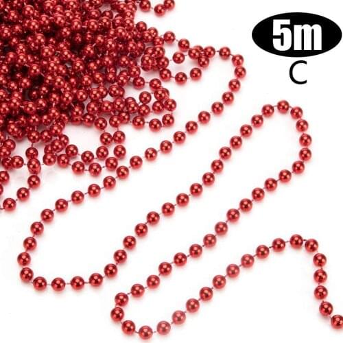 5M Christmas Decoration Bead Chain Christmas Tree Decorations Pearl Beads Chain Hanging Ornament Christmas Decorations