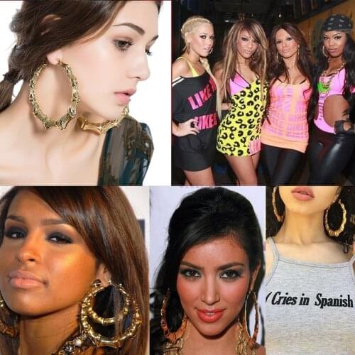 New Ethnic Style Geometric Hoop Earrings Peach Heart Earring Round Earring Gold And Silver Bamboo Punk Womens Earring Wholesale