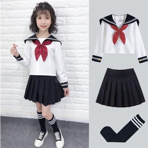 School Uniforms for Girls Sailor Suit Japanese Anime Cosplay Kids Kindergarten Graduation Primary School Student Cute Kawaii New