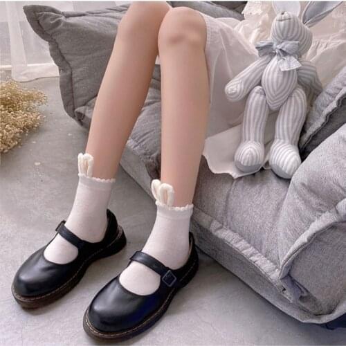 Cute cartoon stereo rabbit ears in middle tube Lolita socks for student thin collegiate style