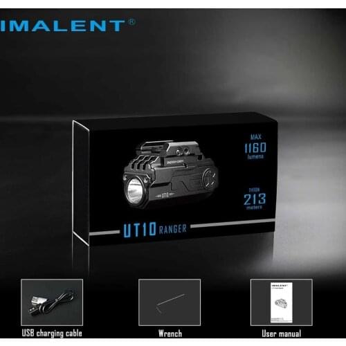 IMALENT UT10 Gun Flashlight Cree XP-L HI 1160LM Rechargeable LED Flashlight for Picatinny Rail and Glock Guide Rail