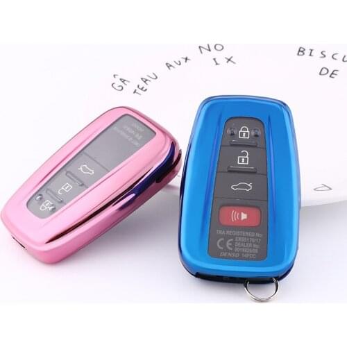 TPU Key Case For Toyota Camry CHR Corolla RAV4 Avalon Land Cruiser Prado Prius 2 3 4 Buttons Remote Key Cover Case Holder