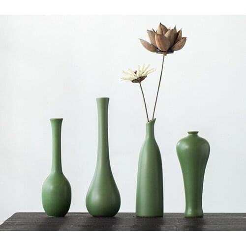 Jingdezhen Vintage Vase Green Dried Flowers And Flowerpot Home Decoration New Chinese Zen Ceramic Ornaments