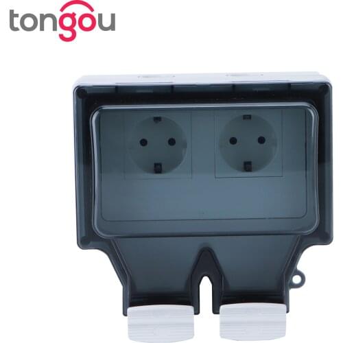 Waterproof Outdoor Wall Switch Socket Weather&Dust Proof Power Outlet Rated Voltage110V~ 250V 2Gang Socket TONGOU