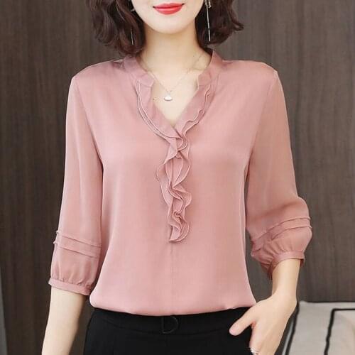 Women Blouse Womens Loose 3/4 Sleeve Top Blusas Ropa De Mujer