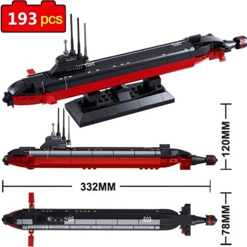 193pcs Military Navy Building Blocks Nuclear Powered Submarine Bricks Army Ballistic Missile Atomic Figures Model Toys For Child