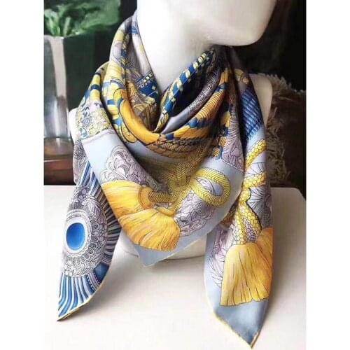 2020 new arrival spring autumn classic design 100% pure silk scarf twill hand made roll 90*90 cm shawl wrap for women lady gift