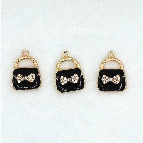 5pcs/set Fashion clothes Enamel clothing imitation pearl bag drip oil accessories Black and white suit Charms XL477