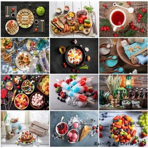 5D Diy Diamond Painting Kitchen Steak Vegetable Fruit Food Embroidery Full Drill Rhinestones Cross Stitch Mosaic Wall Art Decor