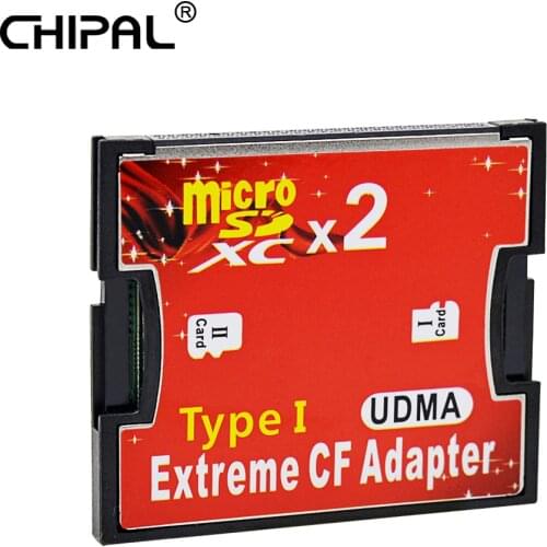 CHIPAL Dual Slot Memory Card Adapter SDHC SDXC Micro SD TF Cards Converter Extreme Compact Flash Type I Red Card Converter