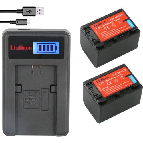 2x bateria NP-FV70 NP FV70 NPFV70 battery + LCD USB Charger for Sony NP-FV50 FV30 HDR-CX230 HDR-CX150E HDR-CX170 CX300 Z1 camera