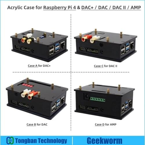 Geekworm Raspberry Pi 4 Acrylic Case for Raspberry Pi 4 Model B & DAC+/DAC/DAC II/AMP Audio Expansion Board