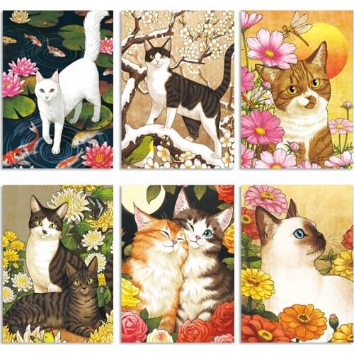 Diamond Painting Cartoon Cat Full Drilling Diamond Nature Diamond Embroidery Diamond Mosaic Photo Gift Handmake Jq691