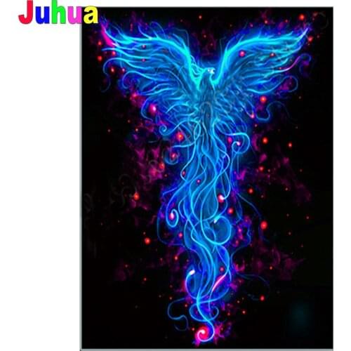 Diamond Painting Full Square Round Drill Blue Phoenix Bird Painting Rhinestone beadwork everything for diamond embroidery
