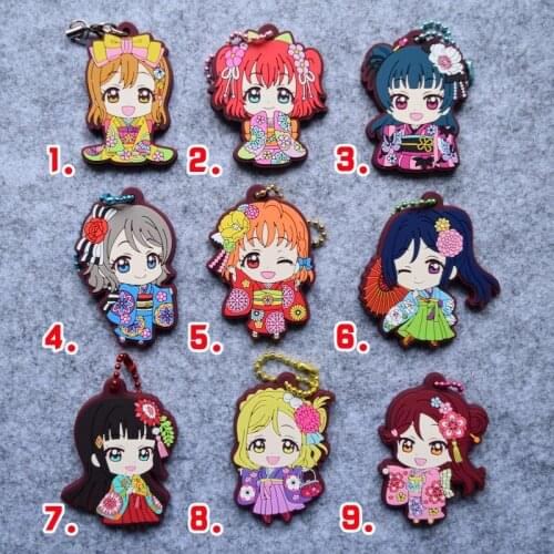 1pcs Anime love live LoveLive Sunshine Aqours Festival Bathrobe Girl Aozora Resin Rubber Keyrings Pendant Keychain Llaveros