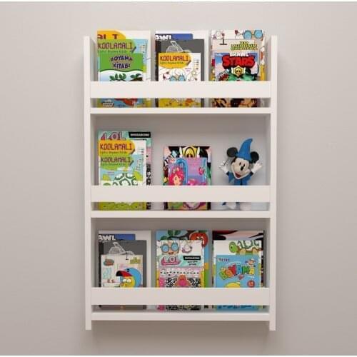 White Montessori Childrens Room Educational Wall Shelf Bookcase