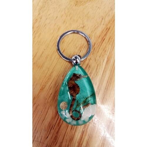 FREE SHIPPING 16 PCS charming sea horse dragon sea shell sea grass blue drop style key-chains TAXIDERMY