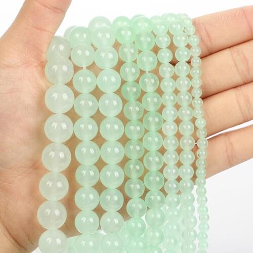 Natural Stone Beads Jade Chalcedony Charm Round Loose Beads for Jewelry Making Needlework DIY Bracelets Necklace Strand 4-12 MM