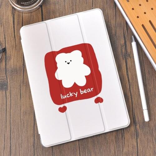 Cute Happy Bear For iPad 10.2 7th 8th Cover For iPad Air 4 10.9 2020 Air 2 3 Case With Pencil Holder For iPad Pro 11 Case 2020