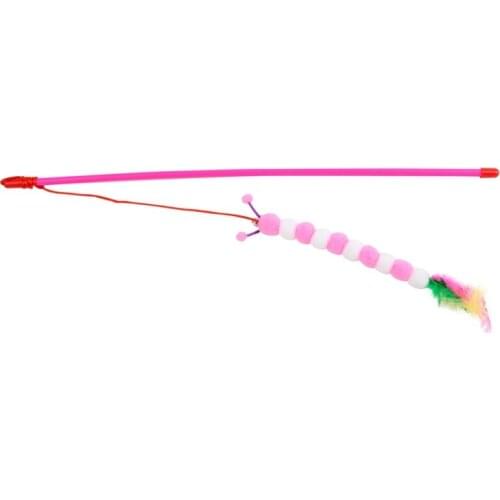 Pet Cat Teaser Bell Toy Plush Funny Colorful Feather Exerciser Wand For Cat Interactive Toy Elegant Temperament Charming