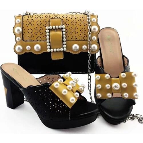Italian shoes with matching bags gold shoes and bags to match 10CM african shoes and bags matching set pumps women shoes YM008
