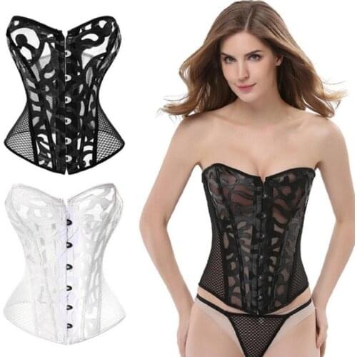 Steel Boned Corsets Thickened Bustier Tops Sexy Lingerie Black Corsage Overbust Korset S-6XL Slimming Breathable Mesh Corselet