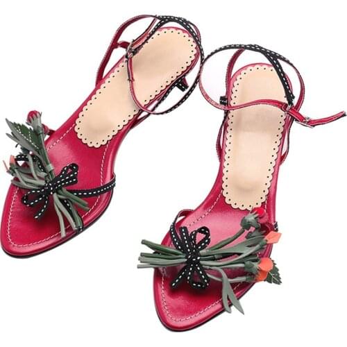 Summer 2021 Women Sandals Fashion Exquisite Flower Decoration Fine High Heel Shoes Casual Womens Sandals