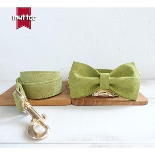 MUTTCO retailing self-design THE CANDY GREEN yellowish green poly satin and nylon dog collar or leash 5sizes UDC030J