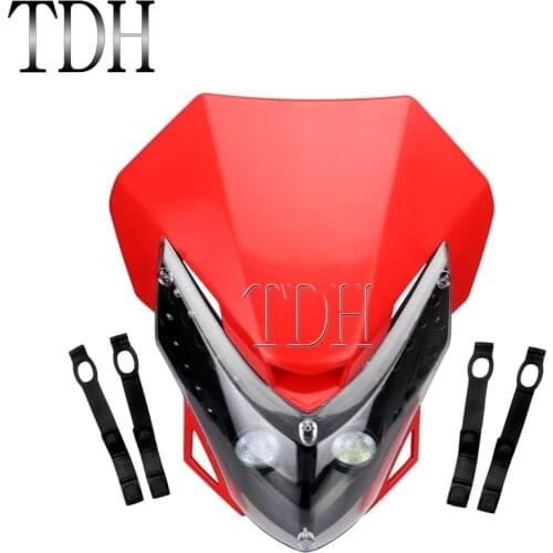 Red Motorcycle Headlight Headlamp Enduro Dirt Bike LED Vision Head Light For Ducati Suzuki Honda XR CRF WR 450 250 TTR Universal