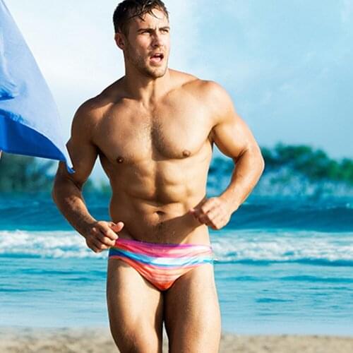 2021 New Triangle Swim Shorts Fashion Rainbow Print Swimsuit European And American Mens Beachwear Summer Spa Beach Surf Sport