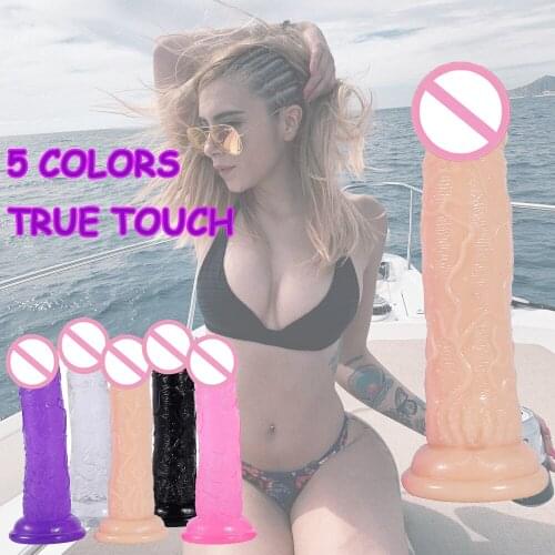 New Adult Sex Toys Transparent Multi - color Injection Molding TPE Simulation Penis Female Masturbation Stick Adult Products -40