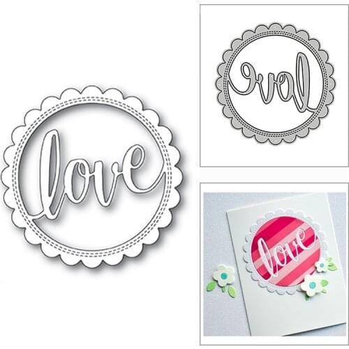 New Scalloped Circle Love Word 2020 Metal Cutting Dies for DIY Scrapbooking and Card Making Decorative Embossing Craft No Stamps