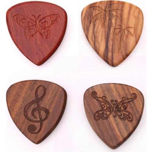 Wholesale 1Pcs 4 Types Guitar Picks Plectrum Solid Wood Fingerpicks High-end Guitarra Picks For Musical Instrument Music Lover
