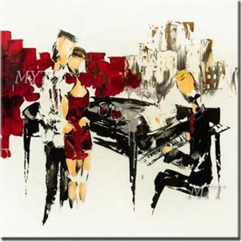 Parents' Expectations For Their Child To Become A Pianist Abstract Oil Painting Wall Art Home Decor Picture Modern On Canvas