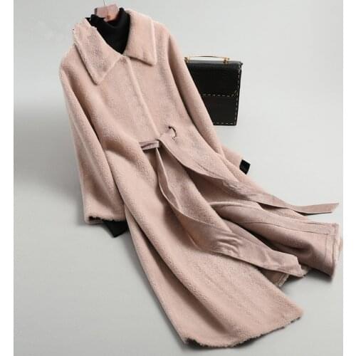 Real Fur Coat Female Sheep Shearling Winter Jacket Women 300% Wool Coat Women Korean Long Jackets Manteau Femme KL-3932