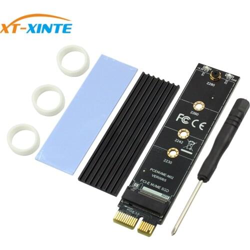 PCI-E PCI Express 3.0 X1 to M.2 M KEY Interface for NVMe SSD M.2 Riser Card Adapter Heatsink Full Speed SSD 2230 2242 2260 2280