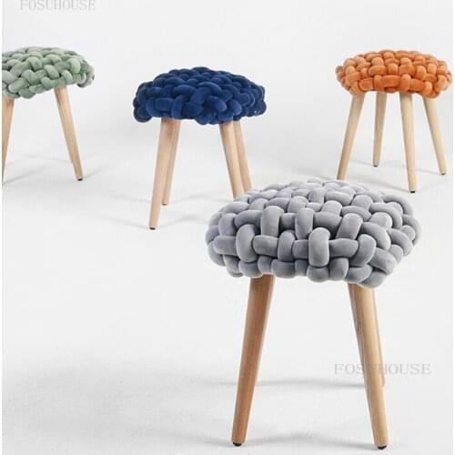 Simple Modern Home Furniture Shoe Changing Stools Solid Wood Balcony Bedroom Makeup Stool Coffee Living Room Sofa Low Ottomans
