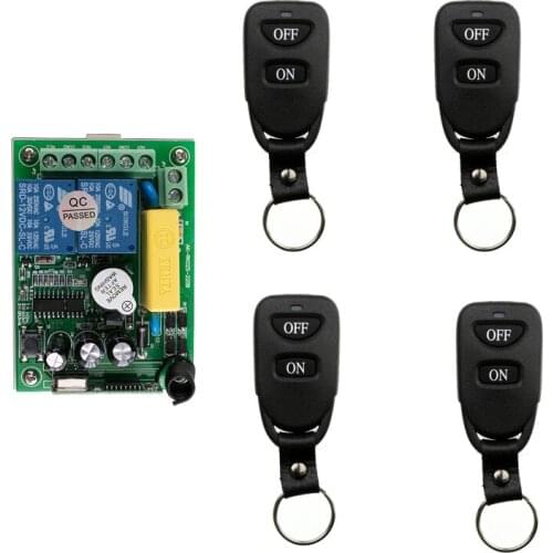 RF 433Mhz/315MHZ AC 220V 2CH 10A Wireless Remote Control Light Switch Black ON OFF Transmitter Relay Receiver Switch