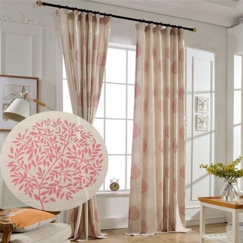 Red Flower Printed Kitchen Curtains Elegant Cheap Living Room Bedroom Window Treatments Polyester and Cotton Fabric Door Valance