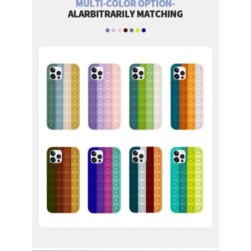 New Fashion Rainbow Silicone Phone Case For iPhone11&12 Pro XS Max Mini XR 7 8 SE 2020Plus Cover Reliver Stress Pop Bubble Cases