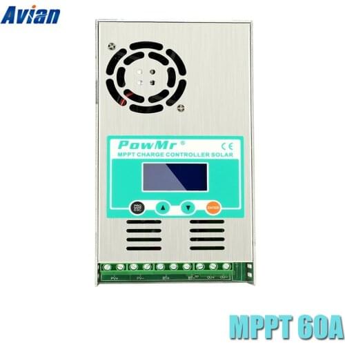 MPPT 60A 12V 24V 36V 48V Auto Solar Controller for Vented Sealed Gel Nicd Li Battery Max 190VDC Input Solar Regulator
