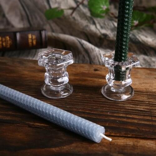 Glass Candle Holders Wedding Candlestick Fine Transparent Crystal Glass Candle Stand Dining Home Decoration 5.8 x 4.5cm