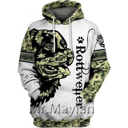 Rottweiler 3D Full Printing Hoodie Men Jacket Men/women Casual Streetwear Boys Hip Hop Hood Sweatshirts Mens Hipster Clothes