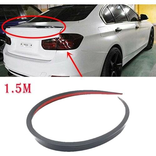 Universal 1.5M Black Soft Car Rear Roof Trunk Spoiler Rear Wing Lip Trim Sticker Car Spoiler PU Material