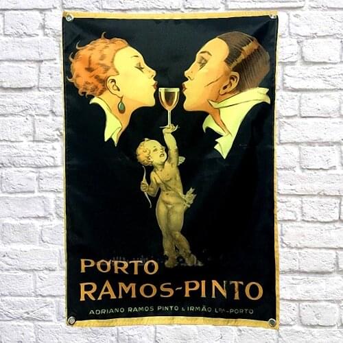 PORTO RAMOS-PINTO Vintage Beer Poster Banner Wall Art Decorative Hanging Chart Retro Bar Signs Shabby Chic Flag Home Decoration